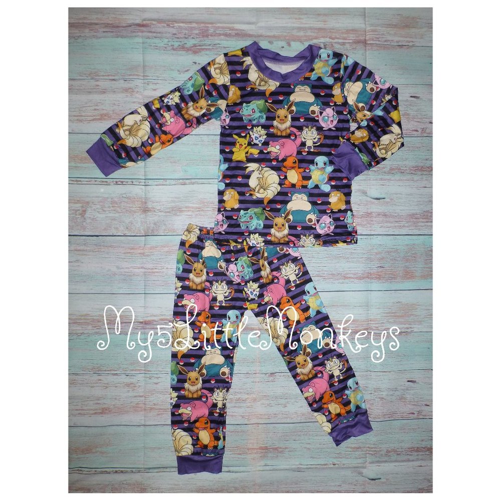 Boutique Pokemon Boys Girls Long Sleeve Pajamas